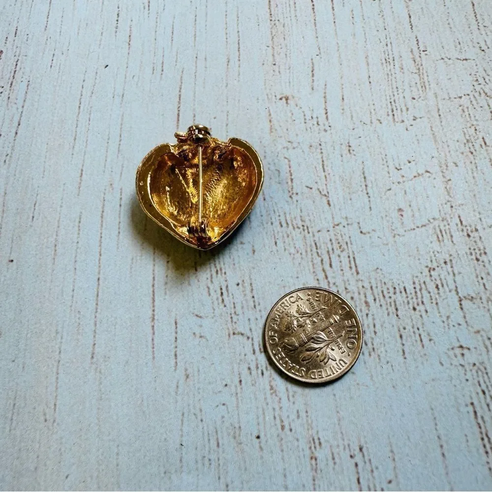 Gold‎ Crystal Red Enamel Lady Bug Mini Brooch